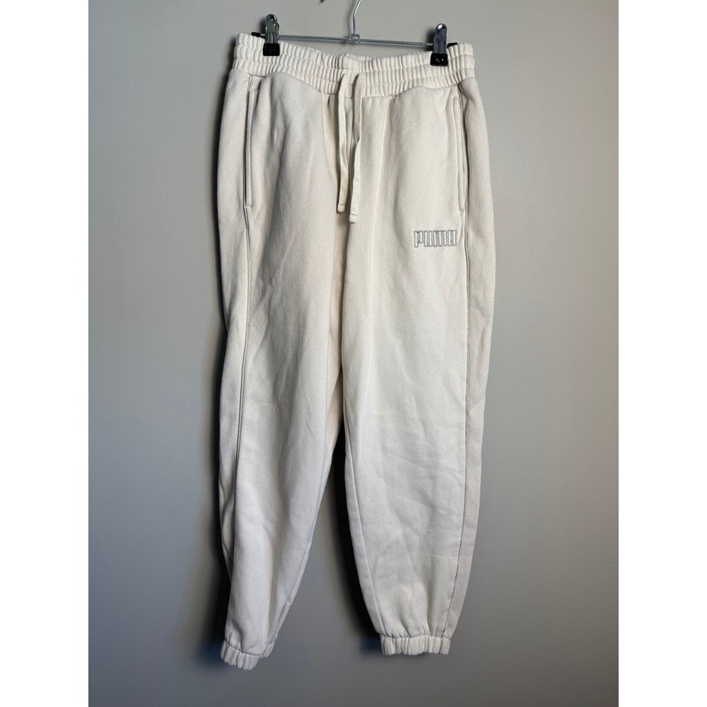 Puma Womens Cream Jogger Pants S Athleisure Streetwear Cozy Loungewear